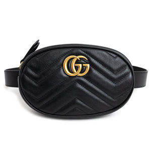 Gucci GG Marmont Belt Body Bag Waist Bag Quilted Leather Black